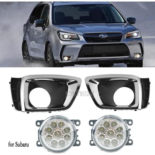 Fog Lights LED Fog Light for Subaru Forester XT 2014 2015 2016 Headlight Chrome Fog Lamp Cover Grill Bezel Frame Trim Lamp Cover