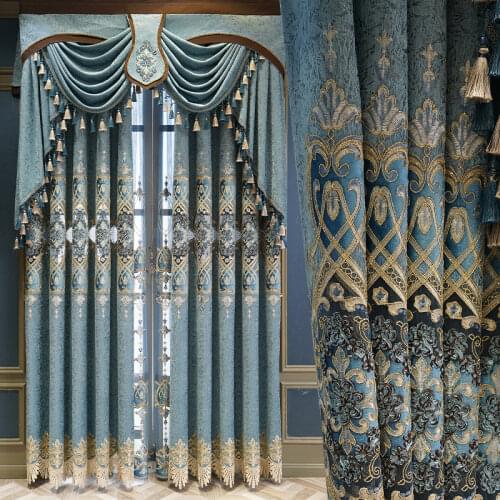 AS 2021 New Curtains for Living Room European Modern Leaf Printing Generous Silver Gray Curtain Dining Room Bedroom Customize