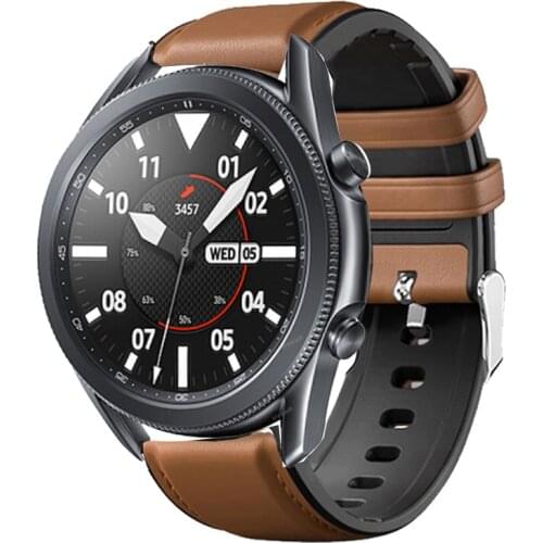 For Samsung galaxy watch 3 45mm Strap Silicone Leather watchbands Sport Bracelet 22mm Watch band For galaxy watch 46mm