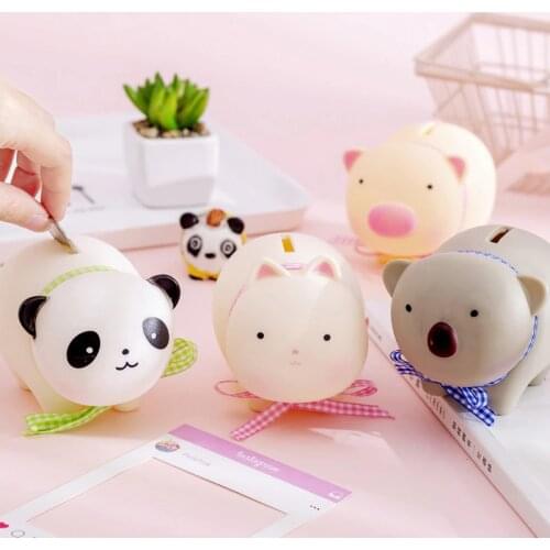 Pig/ Cat/ Koala/ Panda Korea Creativity Cartoon Anti-fall Plastic Piggy Bank Child Lovely Doll Coin Money Bank