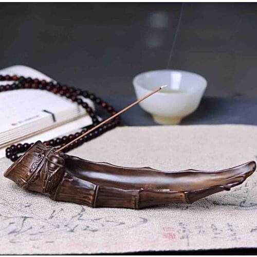 Traditional Ceramic Burner Incense Seat Bamboo Shape Incense Stick Holder Creative Home Office Teahouse Bouddha Decoration
