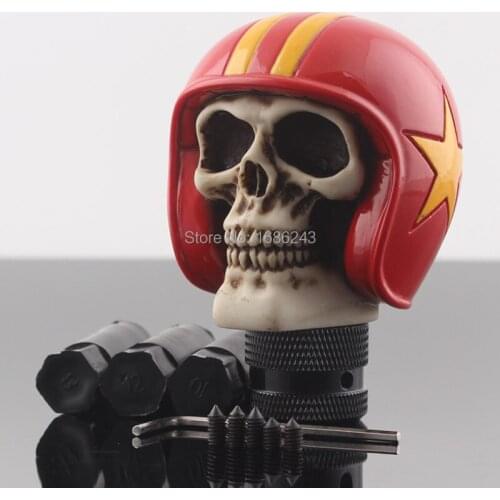 Universal Car Truck Rider Helmet Skull Head Stick Shift Knob Shifter Resin Gear Red