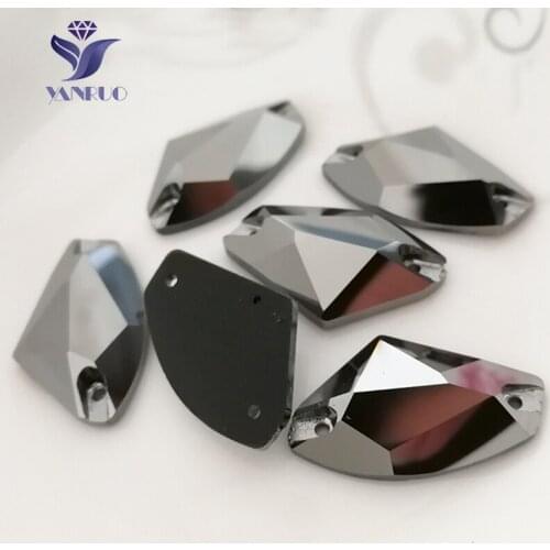 YANRUO 3256 Galactic Jet Hematite AAAAA Quality Loose Rhinestones Sew On Stones Fatback Sewing Glass For Jewelry Craft