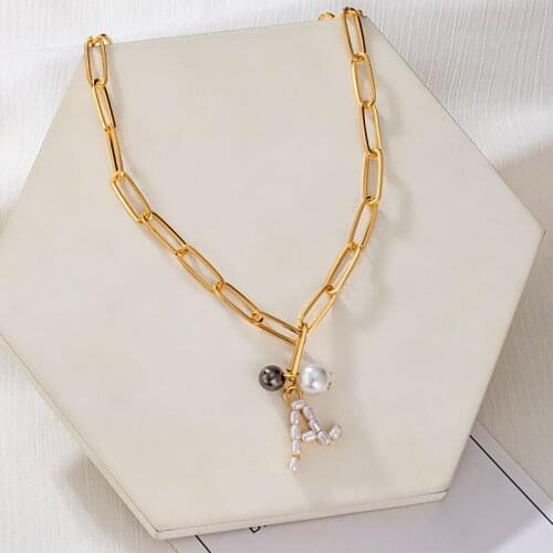 Fashion Party Vintage Pearl Necklaces For Women Gold Metal Statement Geometric Necklaces 2021 Trend New Female Modern Jewelry