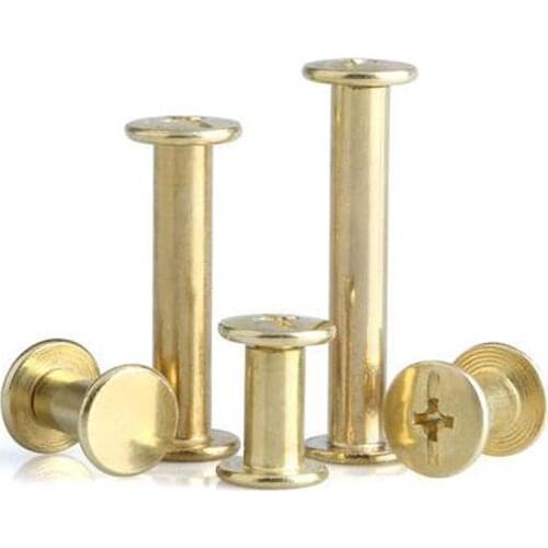 10pcs M5 Copper plated screw Child nail book Docking pair lock Mother rivet Album recipe screws 50mm-100mm Length