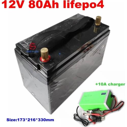 12.8V 80AH Lifepo4 batterie waterproof Rechargeable With BMS forcampers Inverter EV UPS Solar Storage motorhomes + 10A charger