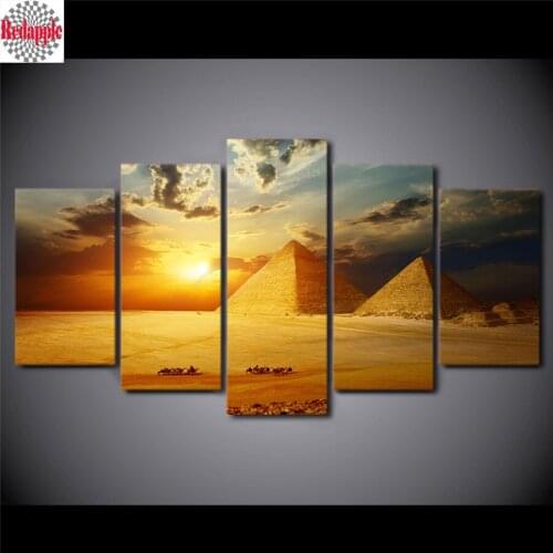 5 Pcs Egypt Sunset Pyramid Full Square/Round Drill 5D DIY Diamond Painting rhinestone Embroidery Cross Stitch living room decor
