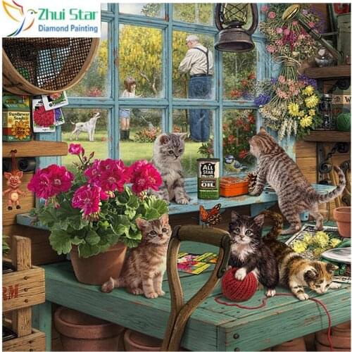5D diamond painting Cat party painting Embroidered full diamond cross stitch picture diamond painting gx