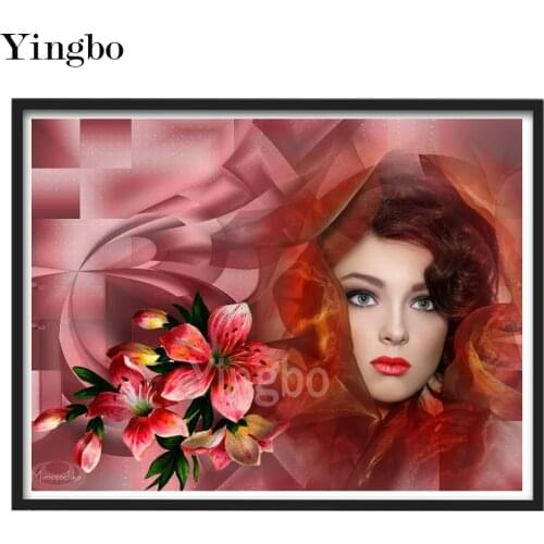 Diamond Embroidery Arts And Crafts Beautiful lily woman Diamond Painting Full Square Cross-stitch Kits Diamond Mosaic Handicraft