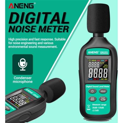 ANENG GN101 Digital Noise Meter Measurement 35-135 db Intelligent Sound Level Meter Decibel Monitor Logger Diagnostic-Tool