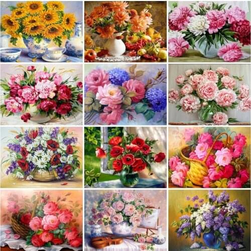 AZQSD 5D DIY Diamond Painting Rose Picture Of Rhinestones Diamond Embroidery Flower Mosaic Home Decoration Needlework
