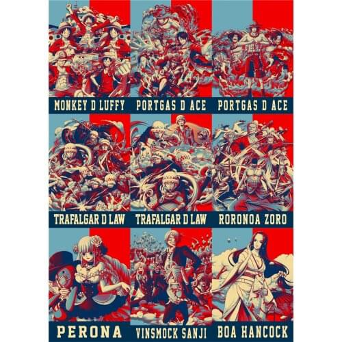 One Piece Monkey D. Luffy Boa Hancock Portgas D. Ace Polypropylene A3 9 pieces Posters wall poster
