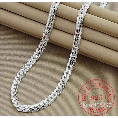 925 Sterling Silver 5mm Full Sideways Chains Necklace 18/20/24 Inch Chain For Woman Men Fashion Wedding Engagement Jewelry