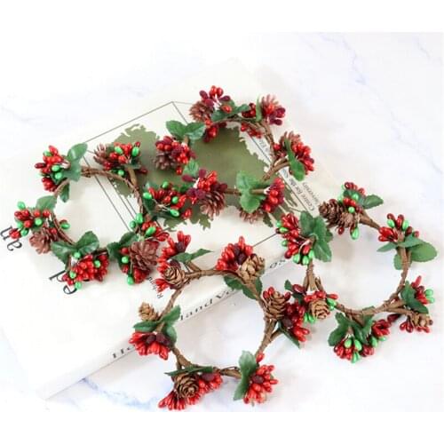 Decoration Christmas Simulation Wreath True And False Pine Cones Creative Home Candle Ring Ornaments Decorative Wreath