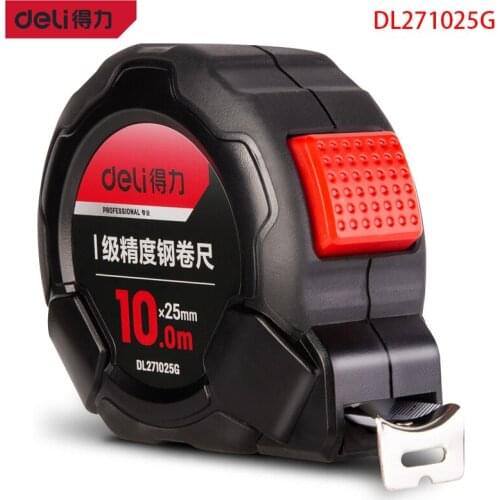 Deli DL271025G Grade 1 Precision Steel Ruler Specification: 10mx25mm High Carbon Steel Material Measuring Tools