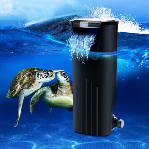 Low Water Level Filter Small Fish Tank Filtration Oxygen Pump Mini Aquarium Turtle Filter Waterfall Flow