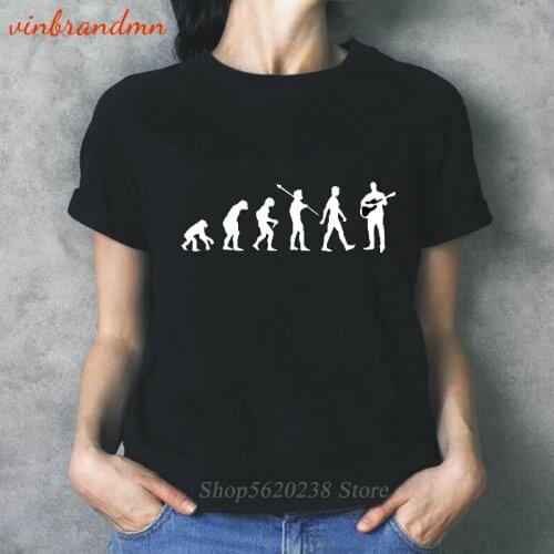 Evolution Guitar Instrument Band T shirt Music enthusiast design Cotton Womens Tshirt Singer Rock Top Hip Hop Guitar Player Tees