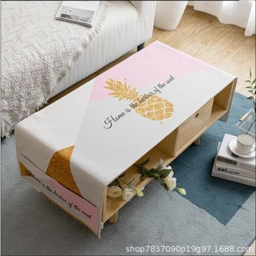 Nordic-Style Cotton and Linen Waterproof Tablecloth Living Room Rectangular Fabric Simple TV Cabinet Cloth
