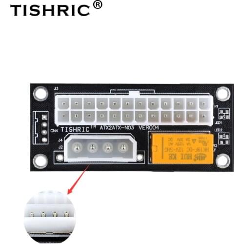 TISHRIC Dual PSU Power Supply Synchronous Connector ATX 24Pin To 4pin Molex Riser Cable ADD2PSU Sync Adapter For Miner Mining