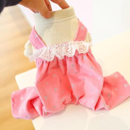 Cute Lace Dog Pets Clothes Jumpsuit Winter Dog Clothing Garment Puppy Outfits Yorkies Pomeranian Poodle Bichon Schnauzer Coat