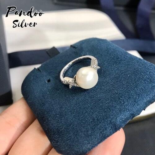 Fashion Charm Sterling Silver Copy 1:1 Copy,Silver Vintage Inspired Ring With Pearl For Women Jewelry Gift With Logo