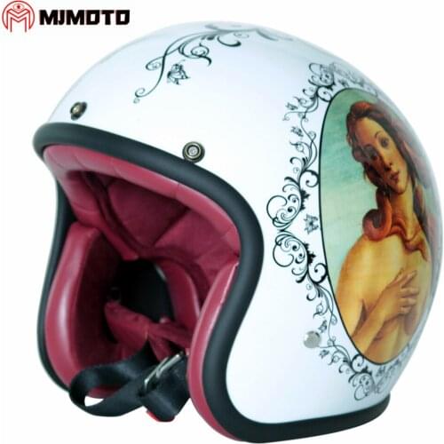 The Birth Of Venus Motorcycle Helmets Man Fiberglass Vintage Open Face Helmet Painted Motorbike Retro Cascos DOT Approved