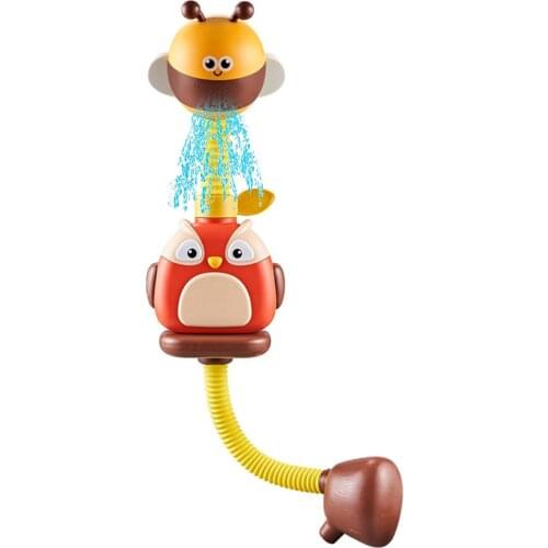 New Bath Toy Cute Cartoon Automatic Owl Bee Shape Water Spraying Pump Baby Bath Shower Head Spout Rinser Shower Toys For Kids