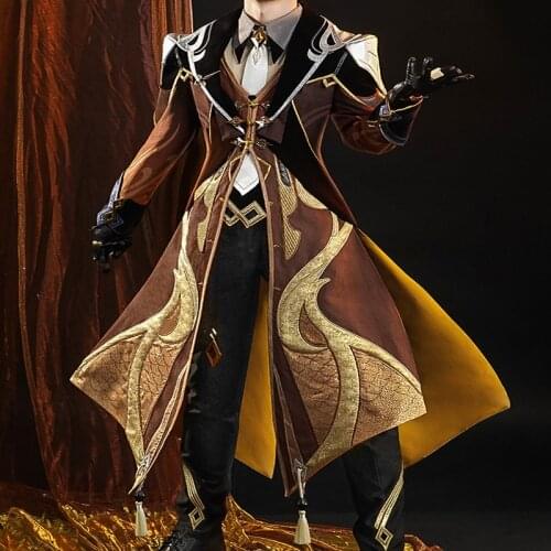 2021 New Game Genshin Impact Zhongli Cosplay Costume Men Women Role Play Halloween Party Uniform Full Sets Outfit Costumes Suits