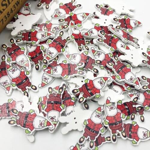 New 25/50pcs Santa Claus Christmas Wood Buttons Sewing Mix Lots WB320