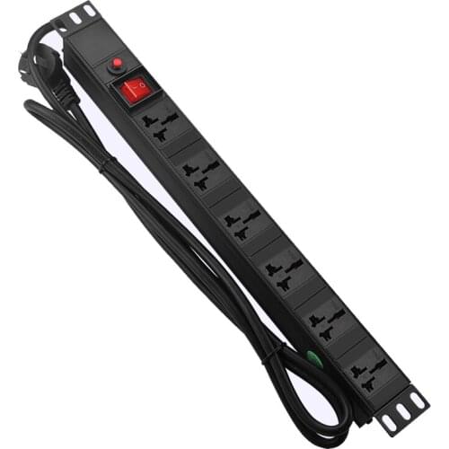 New 250V 10A PDU Cabinet Dedicated Power Outlet 6 jacks Universal Socket With 1.8M Extension Cord PDU Socket