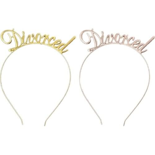 Metal Thin Headband Funny Divorced Letters Tiara Hair Hoop Party Decorations Supplies for Newly Unwed Single Women Gift