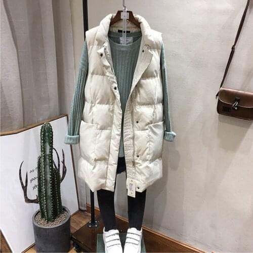 Autumn Winter Cotton Vest Women Ladies Casual Waistcoat Female Sleeveless Long Vests Femme Jacket Loose Fit Warm Coat X377