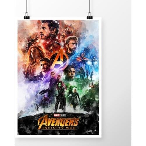 Marvel Moive The Avengers Infinity War Printing Watercolor Art Canvas Spider Man Poster Mural Hoom Bedroom Decor Frameless