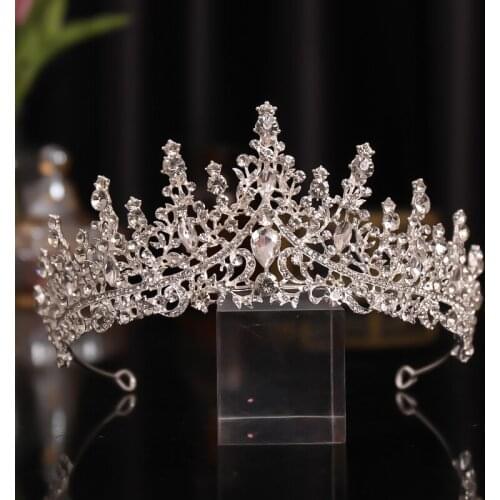 Silver Luxury Hair Accessory Crystal Rhinestone Crown Tiaras Headband Bride Headdress Wedding Hair Jewelry Headpeice For Women