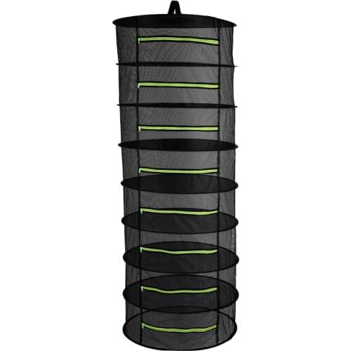 6/8 Layers Hanging Basket With Zipper Folding Dry Rack Herb Drying Net Dryer Bag Mesh For Herbs Flowers Buds Plants