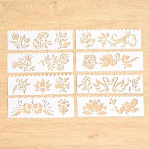 8pc Stencil Flowers Child Painting Openwork DIY Scrapbooking Album Decorative Bullet Journal Number Template Drawing Stencils