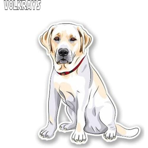 Volkrays Personality Cute Animal Car Sticker Cartoon Labrador Dog Decal Vinyl Waterproof Sunscreen Decals Graphic,13cm*10cm