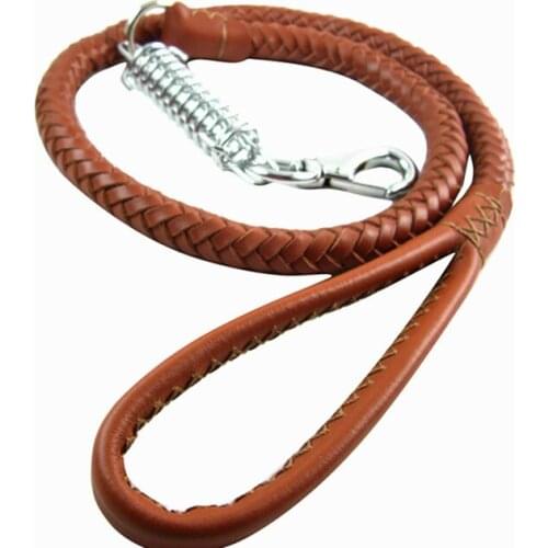 High-quality soft leather dog leash chain dog rope leash pet supplies in large golden