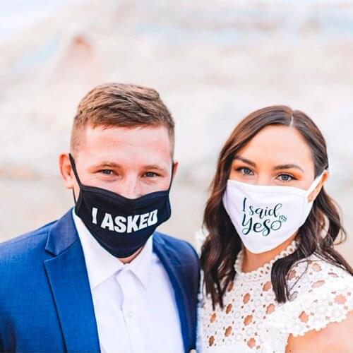 I Asked I Said Yes mask Engagement Announcement Wedding Proposal bride groom Honeymoon travel Fiancee decoration Gift Photo prop