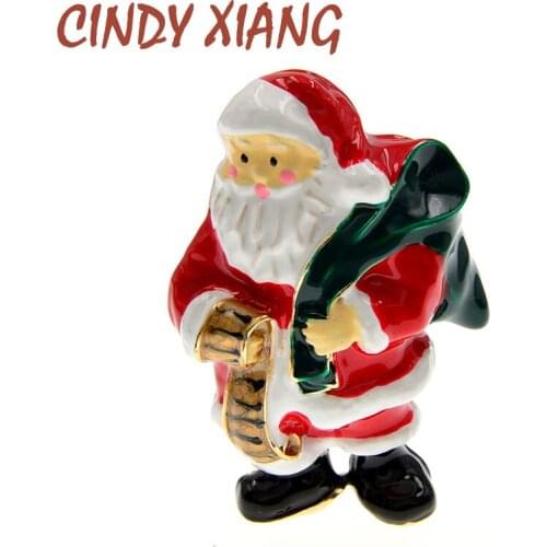 CINDY XIANG Enamel Santa Clause Brooches For Women Vivid Style Winter Christmas Pin Brooch Fashion Jewelry Cute Coat Accessories