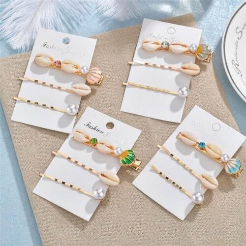 Pearl Hair Clip Set Shell Barrettes 2019 Fashion Korea Imitiation for Women Girls Handmade Flowers Hairpins Hair Accessories