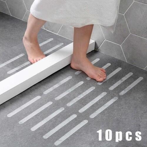 10pcs Anti-Slip Strips Shower Stickers Bath Safety Strips Transparent Non Slip Strips Stickers For Bathtubs Showers Stairs Floor