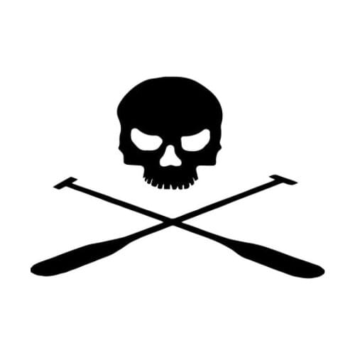 18.2CM*12.4CM Kayak SKULL CANOE ROWING Decor Pattern Car Trunk Car Sticker Vinyl Decal Black/Silver N1287