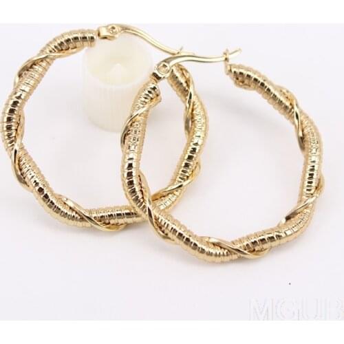 2 colors 4 styles Hand polished Popular 35mm Hoop earrings waterproof Not fade Hot selling for women jewelry LH947