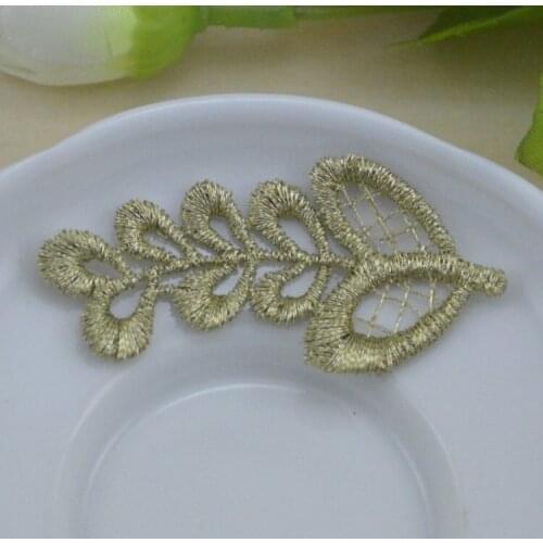 20pcs Flower Leaves Embroidered Gold Lace Patches Costura Motif Hat Bag Headwear Appliques Decoration Accessory Parches Bordados