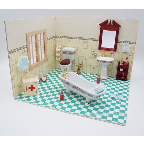 30pcs/1set DIY Dollhouse Miniature Bathroom Suit Model Decoration for The Dollhouse Furniture Accessories