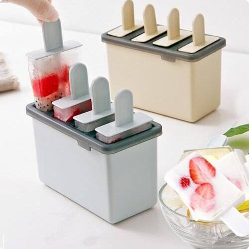 4 Household Silicone Ice Cream Mold Popsicle Maker Making Tool Freezer Tray Candy Ice Lolly Popsicles Molds Cube Juice Bar