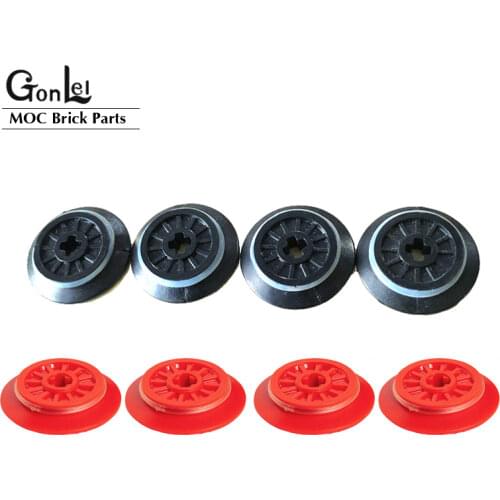 4Pcs/Lot Technic Parts 57999 Train Wheel Spoked Technic Axle Hole Rubber Friction Band Blocks Brick for 10254 Train Track Toys