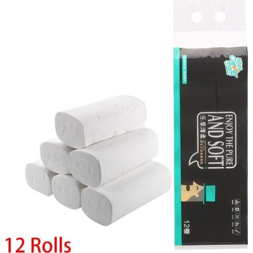 4 Layers 12 Rolls/Lot Toilet Paper Coreless Toilet Paper Wood Pulp Home Bath Kitchen Tissue Roll Comfortable Toilet Roll Paper