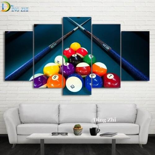 5 Panel Wall Decor Poster Diamond Painting Billiards Sports 5D Diy Full Square Round Drill Embroidery Mosaic Cross Stitch Kit